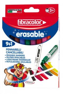 Carioci 9+1 culori Erasable Fibracolor