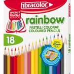 Creioane color cu ascutitoare 18 culori Rainbow Fibracolor