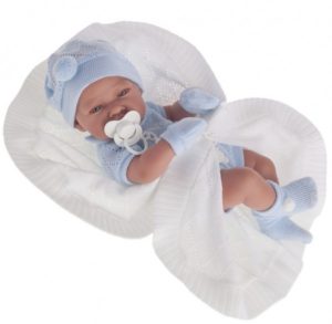 Papusa Nino 42cm - plapuma alba Antonio Juan - imagine 2