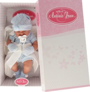 Papusa Nino 42cm - plapuma alba Antonio Juan - imagine 3