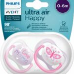 Avent Ultra Air Happy Suzeta din silicon Girl 0-6m 2 buc