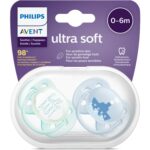 Avent Ultra Soft Suzeta din silicon Boy 0-6m 2 buc