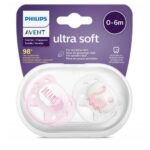 Avent Ultra Soft Suzeta din silicon Girl 0-6m 2 buc