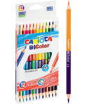 Set 12 Creioane colorate BiColor, triunghiulare, bicolore CARIOCA