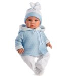 Papusa LEO 46 cm in costum azur + alb ASI