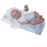 Papusa PABLO 45 cm - haine azul cu perinuta ASI