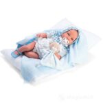 Papusa Reborn RENATA 46 cm in costum alb/azur ASI