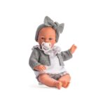 Papusa KOKE 36 cm cu Bibiron si cardigan gri ASI