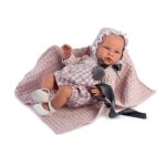 Papusa Reborn LOURDES 46 cm in costum pal roz ASI