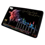 Set 48 markere cu varf dublu tip pensula si liner in cutie metalica GRAFIX