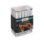 Set 24 markere colorate premium cu varf dublu Nassau Grafix