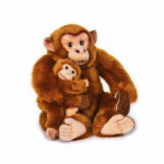 Jucarie de plus Cimpanzeu cu bebe 44 cm LELLY