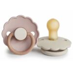 Suzete din latex Frigg Daisy (0-6 luni) culoarea Biscuit si Cream