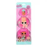 Set 3 figurine L.O.L. Surprise! seria OPP Tot + Pet + Lil Sis - Spike + Cowardly Kitty + Lil Genie