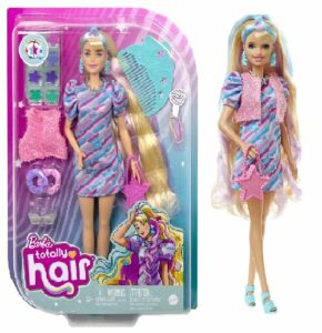Papusa Barbie Fantezie cu Par multicolor si 15 Accesorii MATTEL