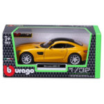 Macheta auto Mercedes-AMG GT, galben, Bburago 1:32 - imagine 6