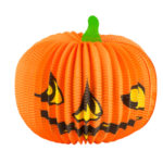 Lanterna de hartie "Creepy Pumpkin" cu cadru de sarma (25 cm) - imagine 2