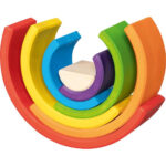 Jucarie lemn Blocuri de constructie curcubeu GOKI - imagine 3