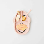 Farfurie cu sectii (roz pal) Matchstick Monkey - imagine 3