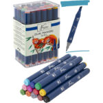 Set 24 markere colorate Nassau Fine Art in cutie transparenta GRAFIX