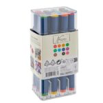 Set 12 markere colorate Nassau Fine Art in cutie transparenta GRAFIX - imagine 2