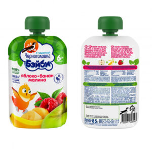 Piure cu mere,banana si zmeura (6 luni) 85g CHERNOGOLOVKA — изображение 2