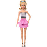 Papusa Barbie Fashionista #213, Blonda in top in dungi MATTEL
