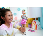 Papusa Barbie Fashionista #213, Blonda in top in dungi MATTEL - imagine 5