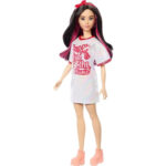 Papusa Barbie Fashionista Bruneta in rochie alba MATTEL - imagine 4