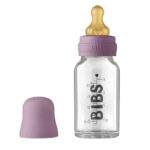 Biberon din sticla anticolici cu tetina din latex 0+ luni, 110 ml Mauve Bibs