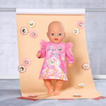 Rochia roz cu bile pentru papusa BABY born 36cm ZAPF - imagine 3