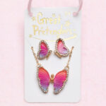 Colier Butterfly Necklace and Studded Earring Set Great Pretenders - imagine 2
