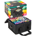 Set 168 piese markere Nassau Fine Art cu doua fete diverse culori si geanta GRAFIX