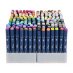 Set 168 piese markere Nassau Fine Art cu doua fete diverse culori si geanta GRAFIX - imagine 2