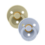 Suzete Colour 6 luni+ 2buc Khaki  and  Dusty Blue Bibs