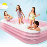 Piscina gonflabila pentru familie roz 305x183x56 cm 1050 L Intex - imagine 3