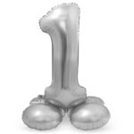 Balon Folie 72cm Argintiu Cifra 1 cu baza Folat