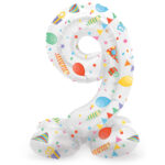 Balon Folie 72cm Joyful Party Cifra 9 cu baza Folat