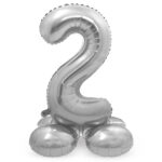 Balon Folie 72cm Argintiu Cifra 2 cu baza Folat