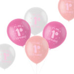 Set 6 Baloane latex 33 cm It is my 1st Birhday roz Folat