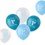 Set 6 Baloane latex 33 cm It is my 1st Birhday albastru Folat