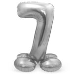Balon Folie 72cm Argintiu Cifra 7 cu baza Folat