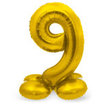 Balon Folie 72cm Auriu Cifra 9 cu baza Folat