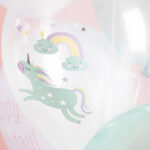Set 12 Baloane latex Happy Birthday Unicorn 33cm Folat — изображение 2