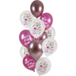 Set 12 Baloane latex Happy Birthday Girl 33cm Folat