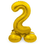Balon Folie 72cm Auriu Cifra 2 cu baza Folat