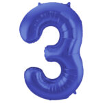 Balon Folie 86cm Matte Albastru Cifra 3 Folat