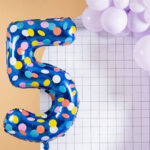 Balon Folie 86cm Colorful Dots Cifra 5 Folat - imagine 2