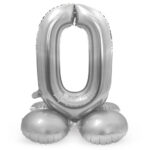 Balon Folie 72cm Argintiu Cifra 0 cu baza Folat
