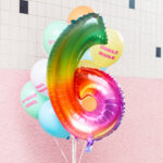 Balon Folie 81cm Curcubeu Cifra 6 Folat - imagine 2